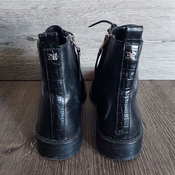 Sam Edelman Nina Combat Boot Black Leather Size 8 - Picture 5 of 9